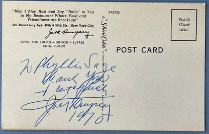 Jack Dempsey Autographed Post Card