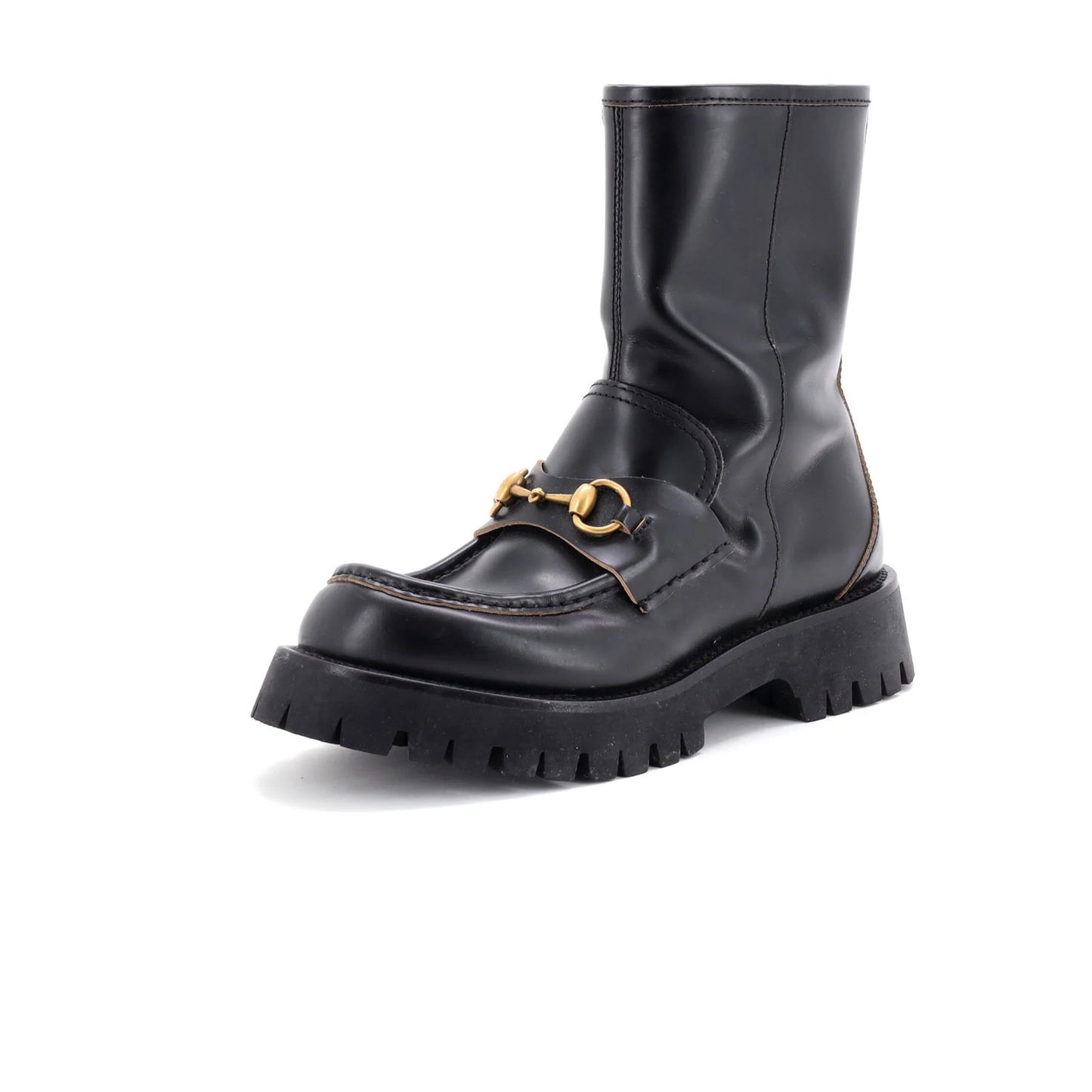 Gucci Women'S Harald Horsebit Platform Ankle Boots Leather