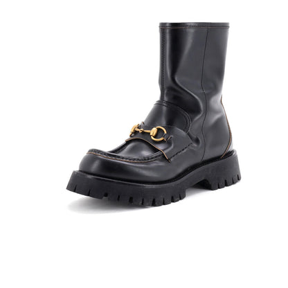 Gucci Women'S Harald Horsebit Platform Ankle Boots Leather