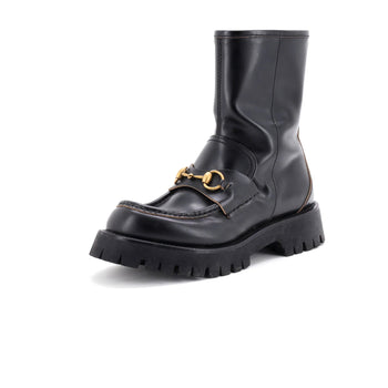 Gucci Women'S Harald Horsebit Platform Ankle Boots Leather