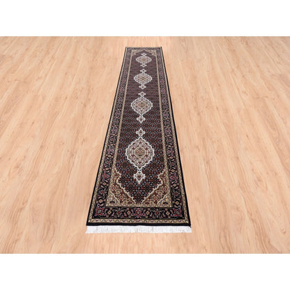 2'7"X11'10" Fish Design Tebraz Mahi Handknotted Wool-Silk Runner Rug