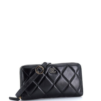 Chanel Zip Around Waist Belt Bag Quilted Shiny Lambskin