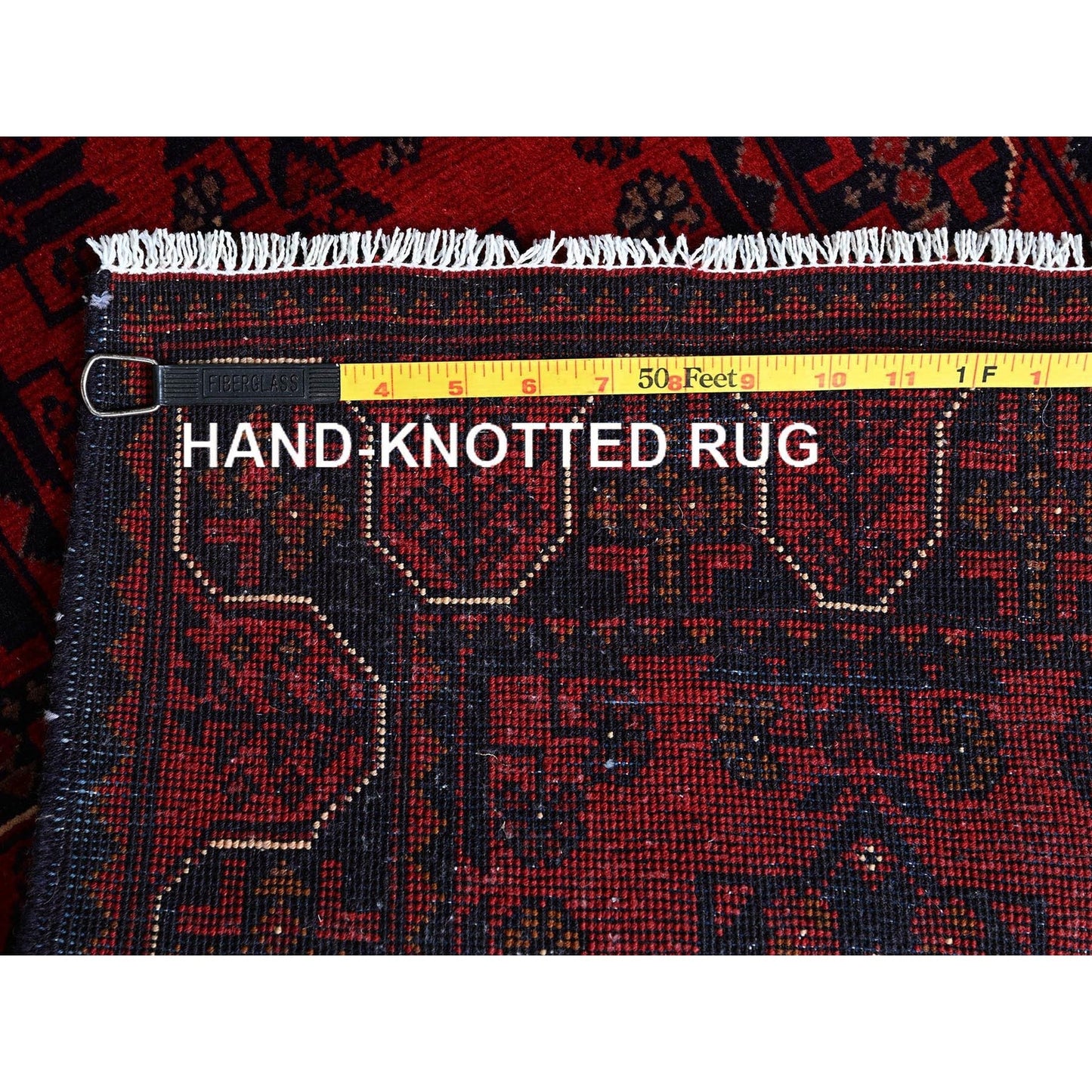 1'9"X4'9" Red Afghan Khamyab Tribal Design Hand Knotted Wool Runner Rug
