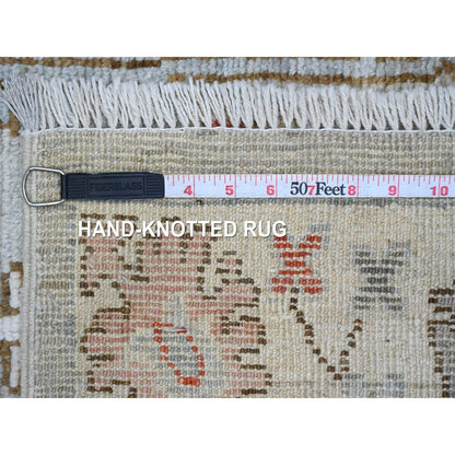 3'X10'6" Gray Afghan Angora Oushak Hand Knotted 100% Wool Runner Rug