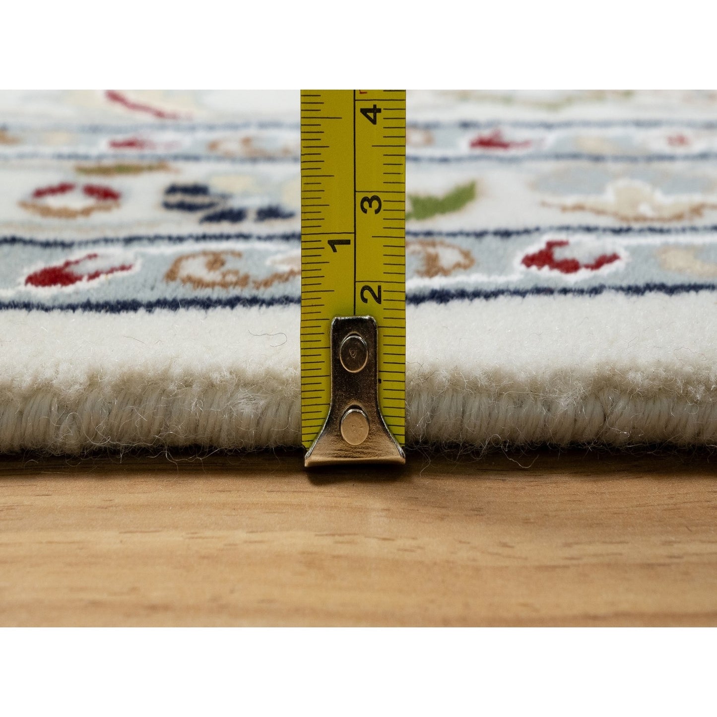 9'9"X13'9" White 250 Kpsi Nain Design Wool And Silk Hand Knotted Rug