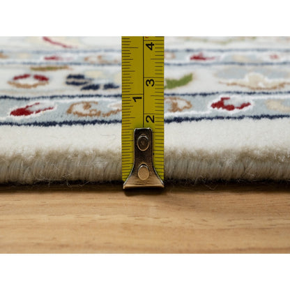 9'9"X13'9" White 250 Kpsi Nain Design Wool And Silk Hand Knotted Rug