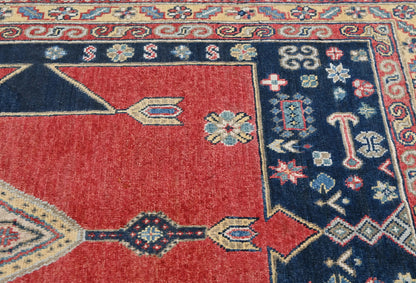 Handmade Kazak Oushak Oriental Rug 4X6 Ft Red