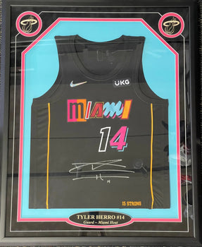(JSA) Tyler Herro Autographed Framed Miami Heat Mash Up Jersey