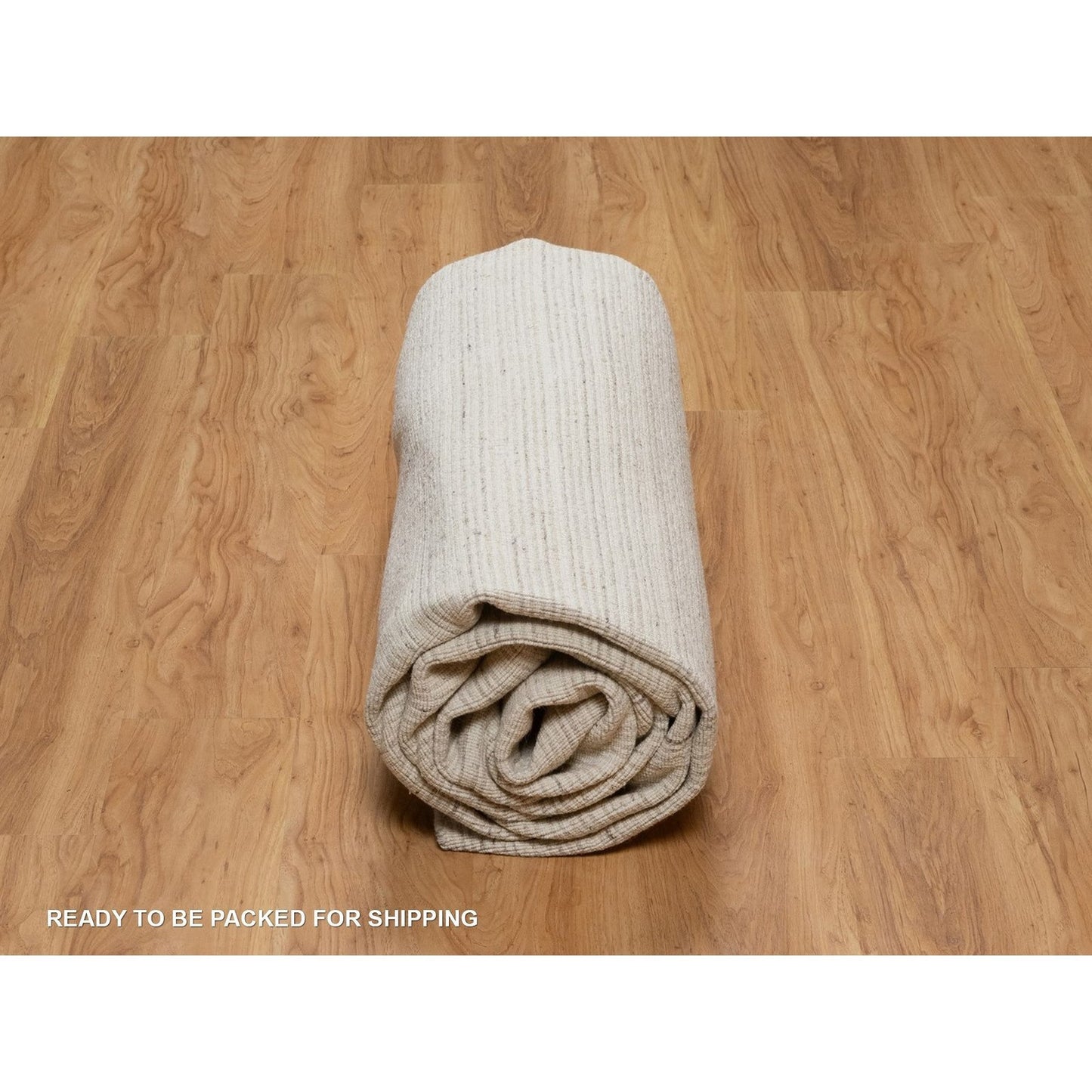 8'X10' Ivory Loomed Knotted Rug Modern Plain Decor Box Design Soft Wool