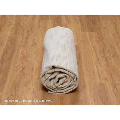 8'X10' Ivory Loomed Knotted Rug Modern Plain Decor Box Design Soft Wool