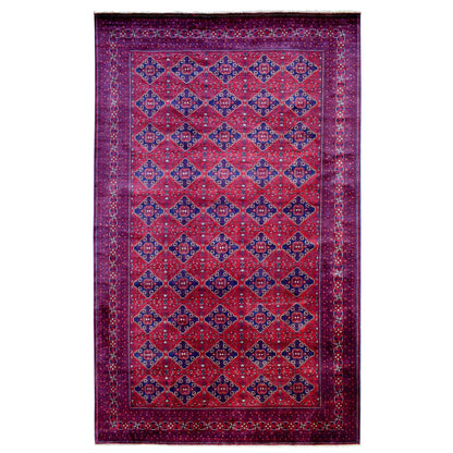 9'10"X16' Red Afghan Khamyab Organic Wool Hand Knotted Oversized Rug