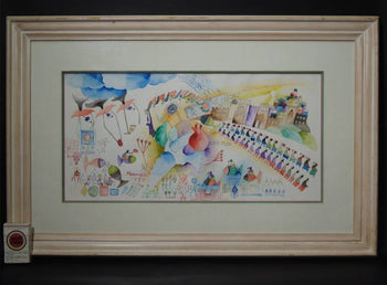 Raphael Abecassis (Israel) Original Watercolor On Paper Signed Framed 1990