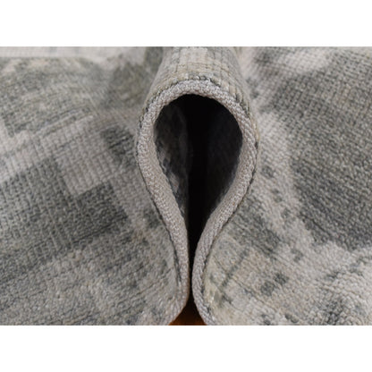 5'10"X9' Gray Oushak Repetitive Botteh Design Pure Wool Hand Knotted Rug