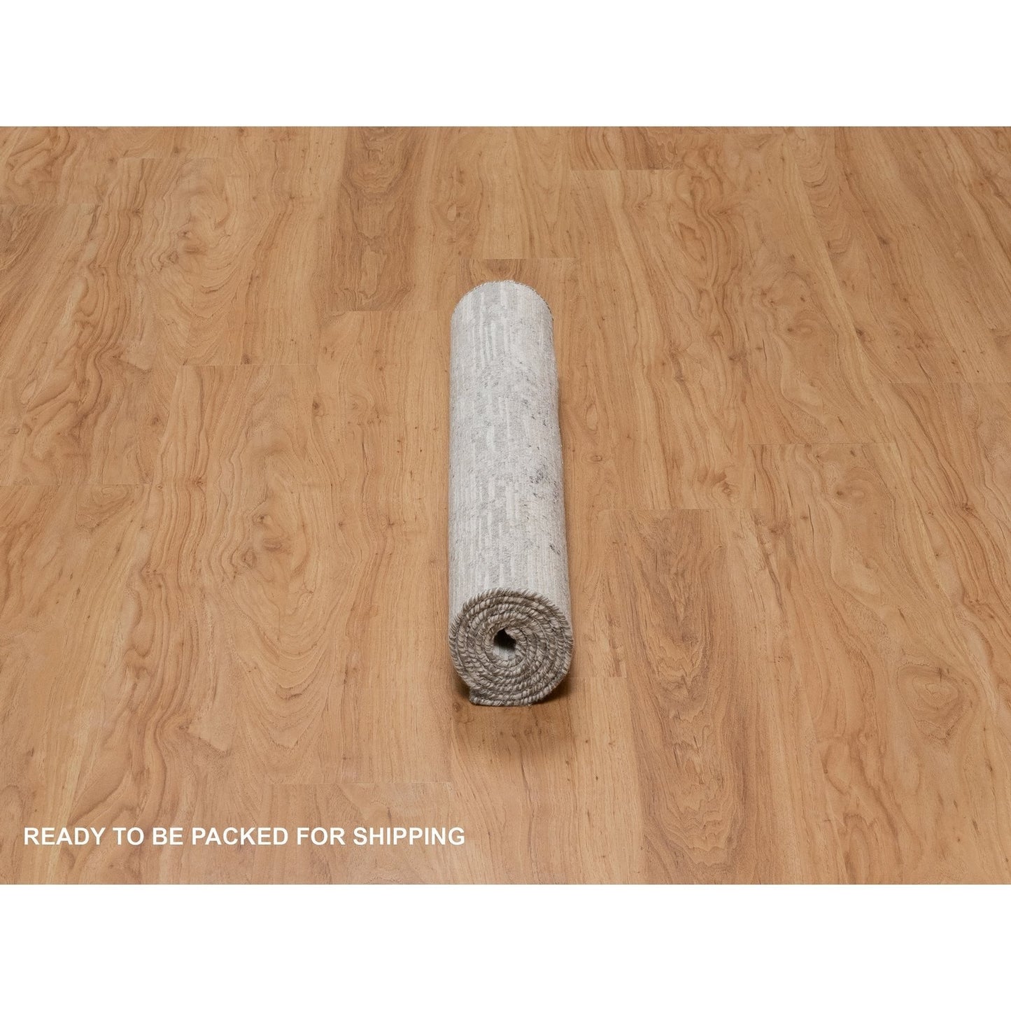 3'X5'3" Light Gray Hand Knotted Modern Design Undyed Natural Wool Rug