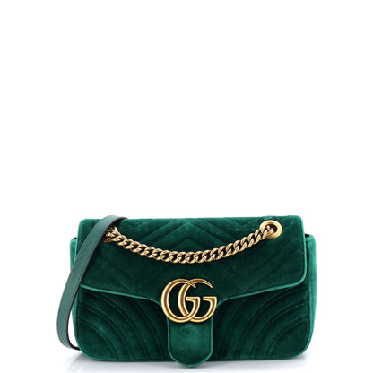 Gucci Gg Marmont Flap Bag Matelasse Velvet Small