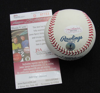 Johnny James Signed/Auto Yankees 100th OML Baseball JSA Inscr  186884