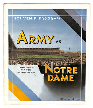 12/2/1933 Army Vs. Notre Dame College Program