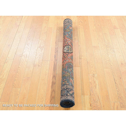 4'1"X6'4" Red Antique Zoroastrian Firighen Saroogh Hand Knotted Wool Rug