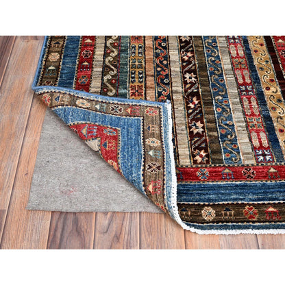 2'10"X9'9" Frosted Almond Ivory Super Kazak Shawl Hand Knotted Runner Rug