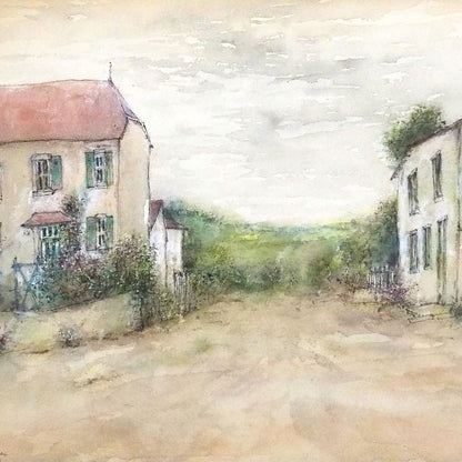 Bernard Gantner Chemin du Village 2002 Original Watercolor on Paper, Signed