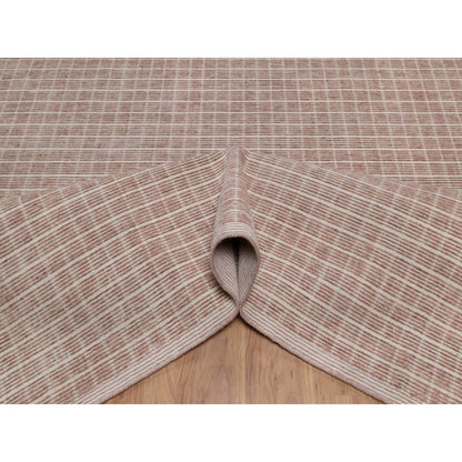 10'1"X14' Rose Pink Modern Plain Decor Box Design Loomed Knotted Wool Rug