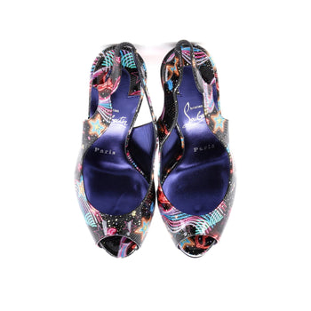 Christian Louboutin Women'S Hot Chick Sling Alta Pumps Printed Patent 120