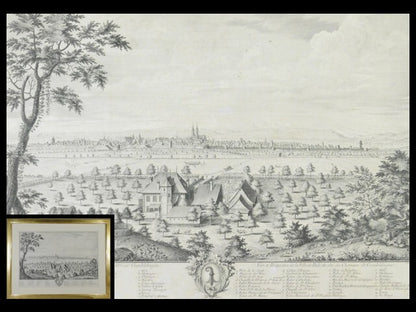 Emanuel Bchel & Johann Martin Weis Etching Print 'View Of Basel', Framed
