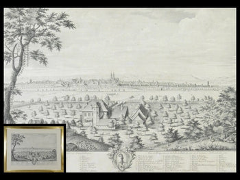 Emanuel Bchel & Johann Martin Weis Etching Print 'View Of Basel', Framed