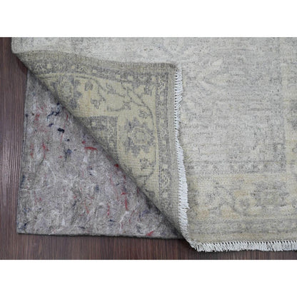 2'6"X19'2" Gray Peshawar With Heris Design Wool Hand Knotted Runner Rug