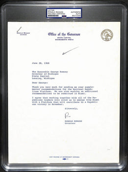 Ronald Reagan President Signed 1968 Typed Letter