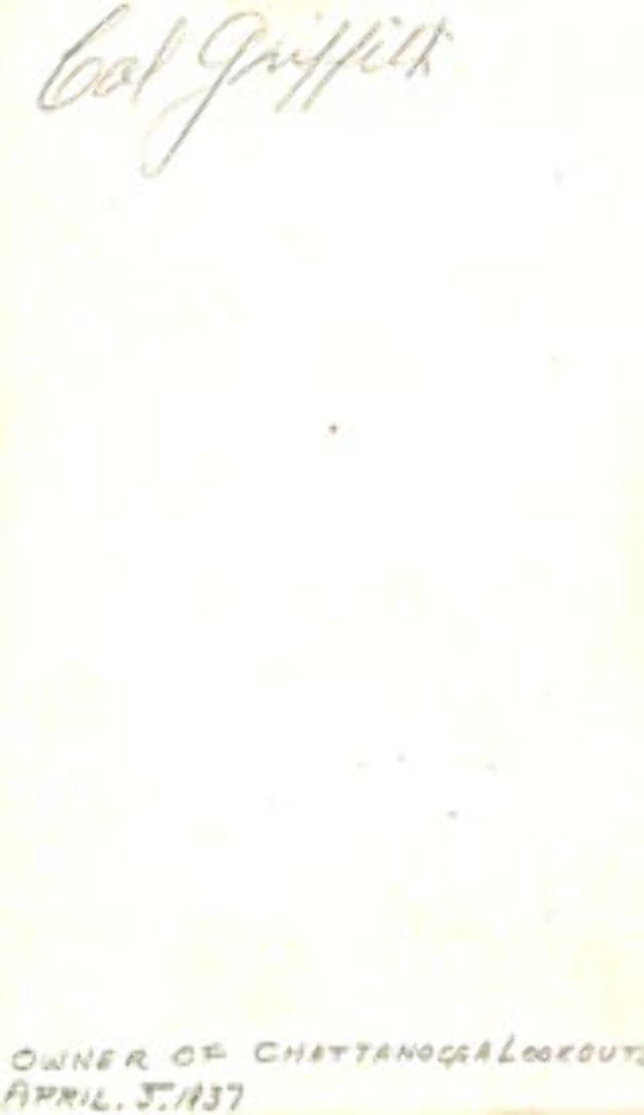 Cal Griffith Autograph/Signed 3X5 Postcard