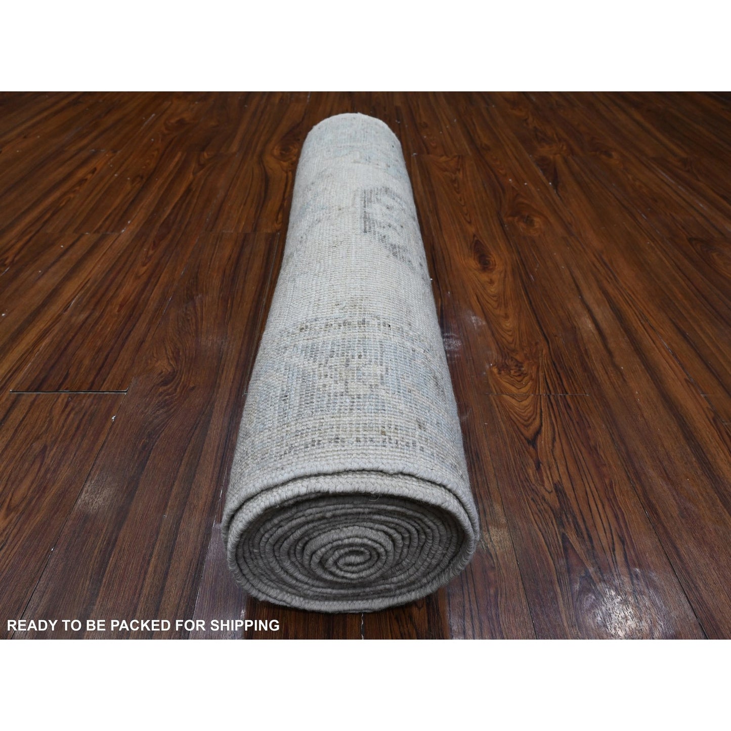 2'9"X19' Smoke White Afghan Angora Oushak Oversized Oriental Runner Rug