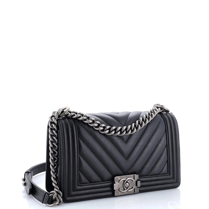 Chanel Boy Flap Bag Chevron Lambskin Old Medium
