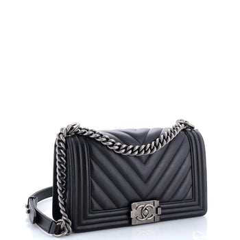 Chanel Boy Flap Bag Chevron Lambskin Old Medium