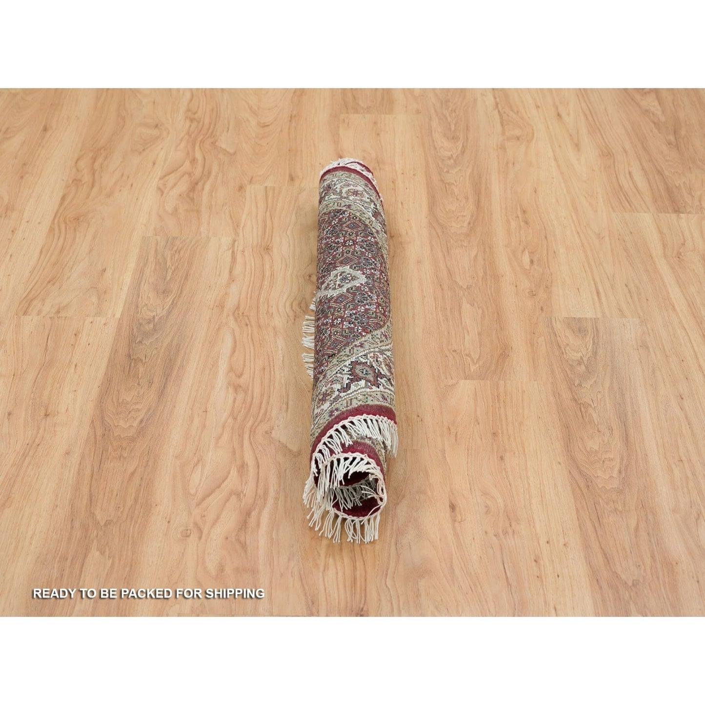 3'4"X3'4" Red Tebraz Mahi Design Wool Hand 175 Kpsi Knotted Round Rug