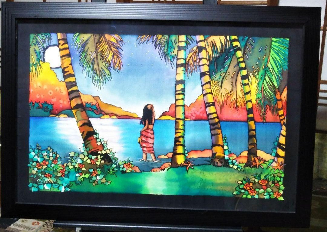 Woman Tropical Painting Original 70x100cm Landscape Moondance