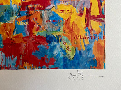 Jasper Johns ' Map ' Lithograph Coa Numbered Hand Signed Op Published