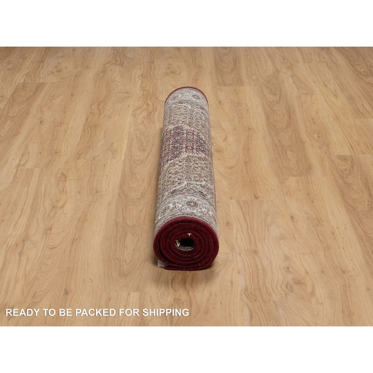 4'X6'2" Carmine Red Tebraz Mahi With Fish Design Wool Hand Knotted Rug