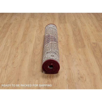 4'X6'2" Carmine Red Tebraz Mahi With Fish Design Wool Hand Knotted Rug