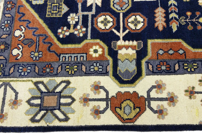 9X12 ft Navy Tribal Heriz Serapi Wool Oriental