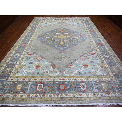 10'1"X14' Dark Gray Finer Peshawar Pure Wool Hand Knotted Oriental