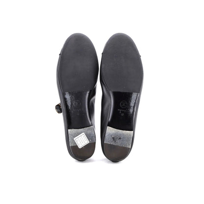 Chanel Women'S Cc Mary Jane Flats Embroidered Leather