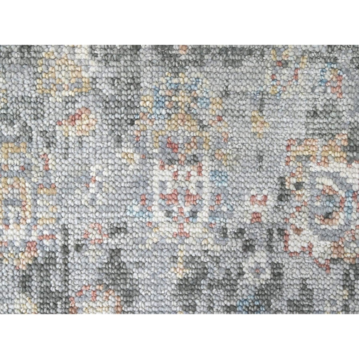 2'6"X8'10" Misty Gray Oushak Design Hand Knotted Soft Wool Runner Rug