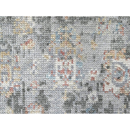 2'6"X8'10" Misty Gray Oushak Design Hand Knotted Soft Wool Runner Rug