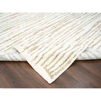 12'X14'10" Camel Brown Minimalist Hand Knotted Wool Oversize Oriental Rug