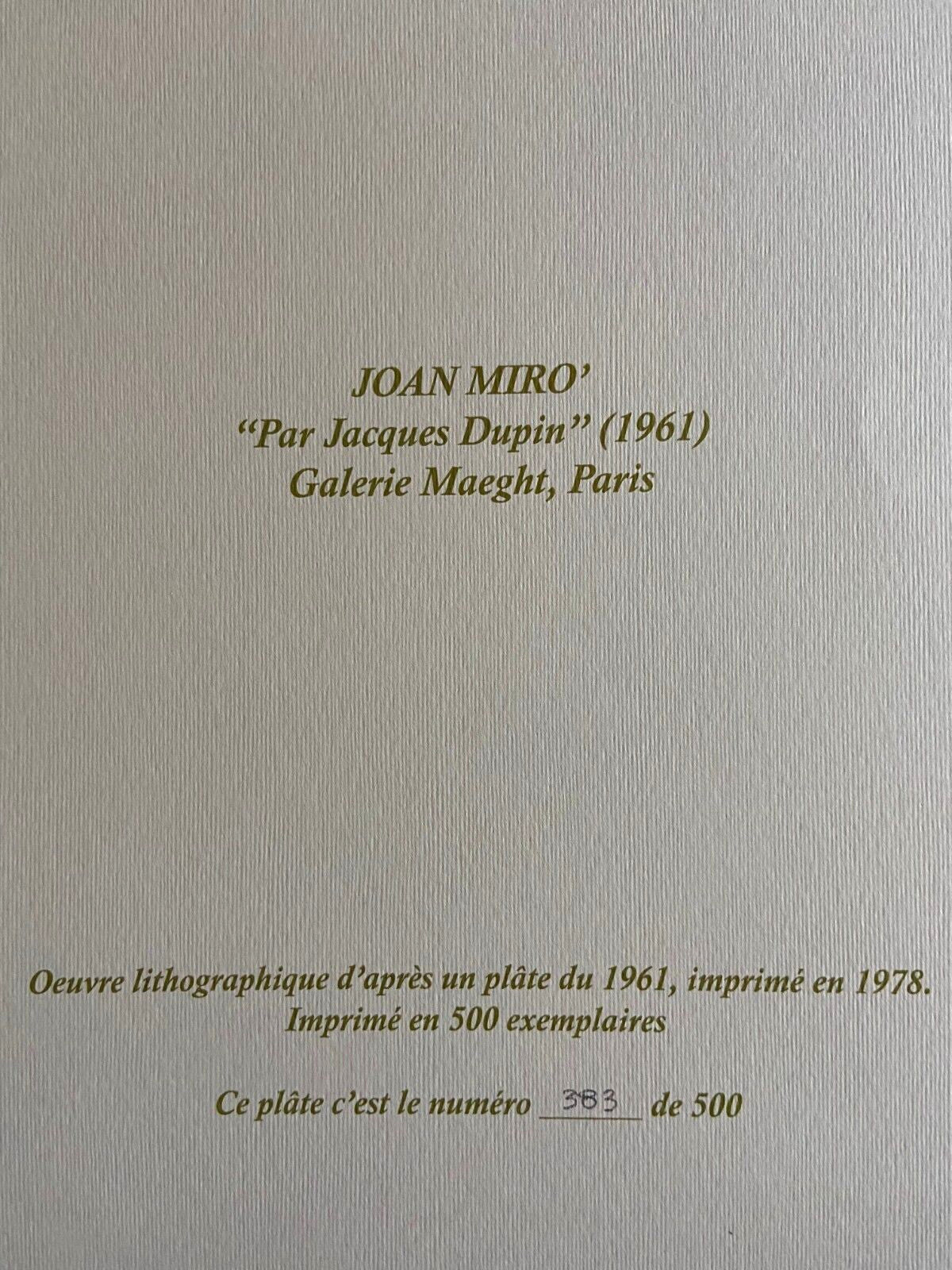 Joan Mir Lithograph Maeght - Hand Numbered - Published 1978