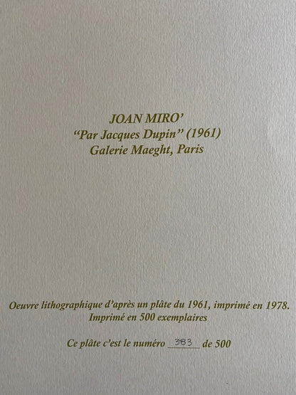 Joan Mir Lithograph Maeght - Hand Numbered - Published 1978