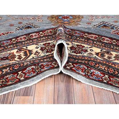 10'2"X14' Koala Gray Afghan Super Kazak Hand Knotted Wool Oriental Rug