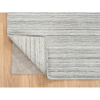 6'1"X6'1" Gray Undyed Natural Wool Modern Design Hand Loomed Square Rug
