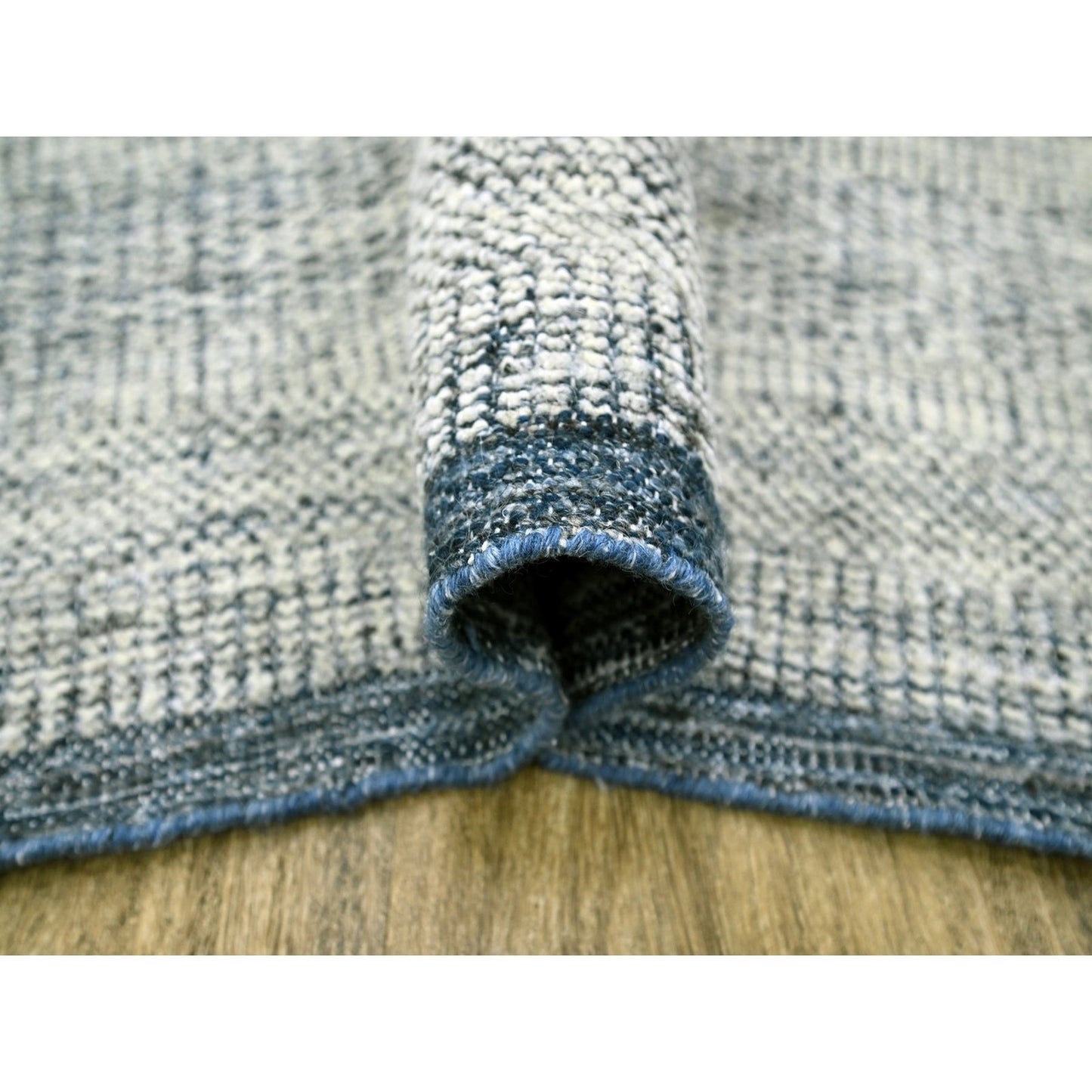 8'2"X10' Blue Hand Knotted Rug Pure Wool Oxidized Grass Design Oriental